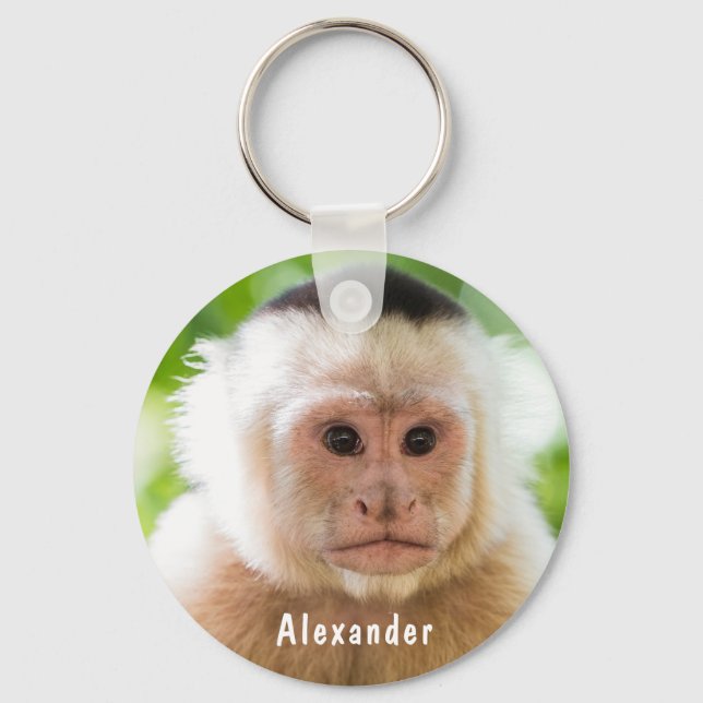 Chaveiro Nome de Crianças Personalizadas de Macaco Bonito e (Frente)