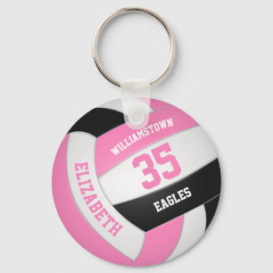 Chaveiro nome de equipe personalizada de vôlei preto rosa