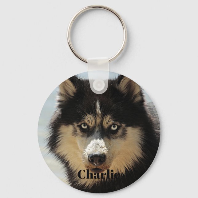 Chaveiro Nome de Foto Personalizado do Cão de Rouco (Frente)