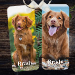 Chaveiro Nome de Foto Pet 2 Personalizado Cão Lover<br><div class="desc">Carregar seu animal de estimação com você em qualquer lugar que você vá com este chaveiro personalizado de fotos de animais! Deve ter para cada mãe de cachorro e pai de cachorro! Pet 2 Personalizado Nome Fotográfico Cachorro chaveiro</div>