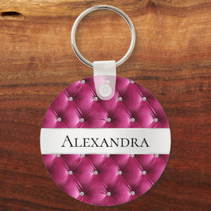 Chaveiro Nome de Luxo em Veludo Falso Rosa Glam