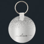 Chaveiro Nome de Monograma de Metal Glam com Brilho Pratead<br><div class="desc">Pulseiras de Monograma de Metal com Brilho Prateado Falso e Faísca Metálica (Corrente de Chaves). Isso torna o presente perfeito para o aniversário de 16 anos,  casamento,  chá de noiva,  aniversário de casamento,  chá de bebê ou festa de despedida de solteira para alguém que ama luxo e estilos chiques.</div>