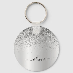 Chaveiro Nome de Monograma de Metal Glam com Brilho Pratead
