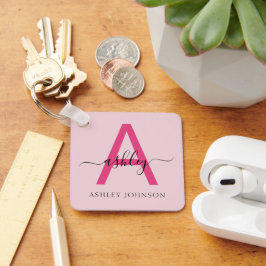 Chaveiro Nome de Monograma de Rapariga de Script Moderno Ro