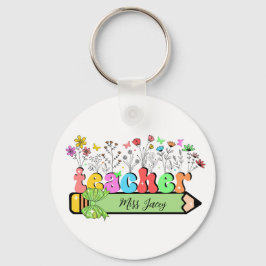 Chaveiro Nome de Professora Wildflower Personalizado, prese