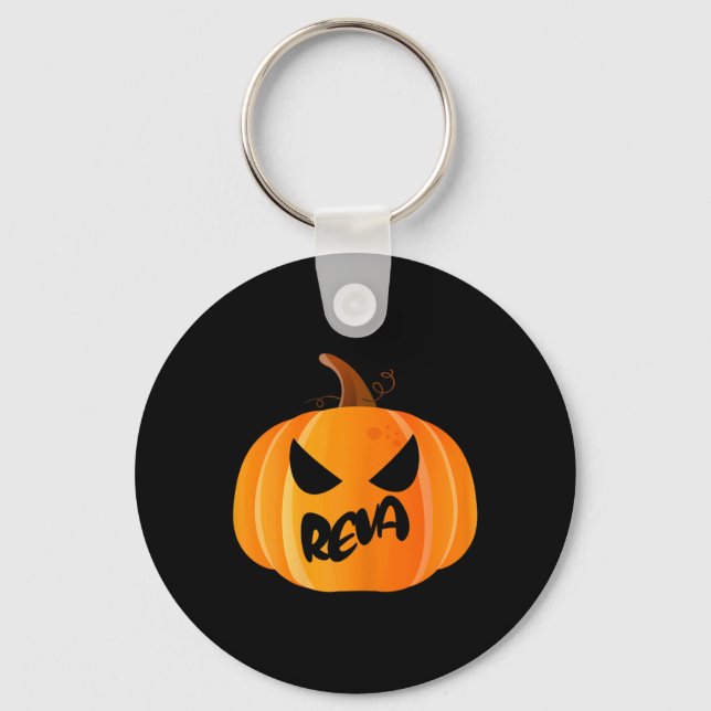 Chaveiro Nome de Reva Pumpkin Personalizado Halloween (Frente)