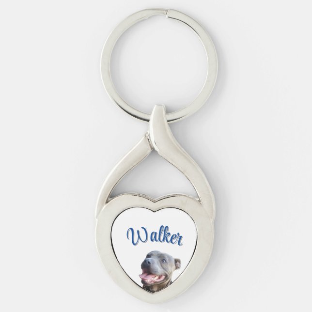 Chaveiro Nome de Walker com Staffy Bull Terrier,  (Frente)