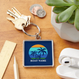 Chaveiro Nome do Barco Sun Palm Trees Blue Premium