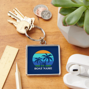 Chaveiro Nome do Barco Sun Palm Trees Blue Premium