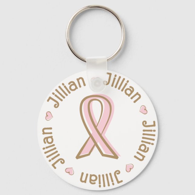 Chaveiro Nome do Cancer da Fita Rosa Jillian (Frente)