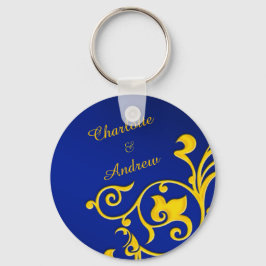 Chaveiro Nome do Casal Real Azul e Dourado