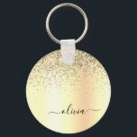 Chaveiro Nome do Glam do Monograma Dourado Glitter Metal<br><div class="desc">Chaveiros com nomes De Monograma Metálicos De Folha De Folha Dourada (Faux) Com Brilho De Brilho Metálico (Cadeia-Chave). Isto faz o doce e perfeito aniversário de 16 anos, casamento, chá de panela, aniversário, chá de fraldas ou festa de solteira presente para alguém que ama luxo de luxo e estilos quíticos....</div>
