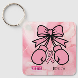 Chaveiro Nome do Guerreiro do Cancer Mama Marmoreado Rosa M