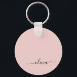 Chaveiro Nome do Monograma da Rapariga do Script Moderno Co<br><div class="desc">Chaveiros com nomes de Monograma Simples de Script Preto e Cor-de-rosa (Cadeia-Chave). Isto faz o doce e perfeito aniversário de 16 anos,  casamento,  chá de panela,  aniversário,  chá de fraldas ou festa de solteira presente para alguém que ama luxo de luxo e estilos quíticos.</div>