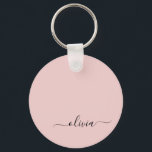 Chaveiro Nome do Monograma da Rapariga do Script Moderno Co<br><div class="desc">Chaveiros com nomes de Monograma Simples de Script Preto e Cor-de-rosa (Cadeia-Chave). Isto faz o doce e perfeito aniversário de 16 anos,  casamento,  chá de panela,  aniversário,  chá de fraldas ou festa de solteira presente para alguém que ama luxo de luxo e estilos quíticos.</div>