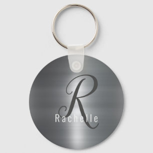 Chaveiro Nome Do Monograma De Aço Inoxidável De Aço Faux