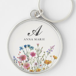 Chaveiro Nome do Monograma Floral Boho Chic
