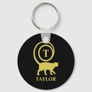 Chaveiro Nome do Monograma Gato Inicial Gato Gato Lover Pre
