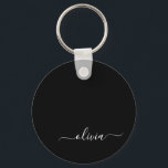Chaveiro Nome do Monograma Girly de Script Moderno Branco N<br><div class="desc">Chaveiros com nomes de Monograma Simples de Script Preto e Branco (Cadeia-Chave). Isto faz o doce e perfeito aniversário de 16 anos,  casamento,  chá de panela,  aniversário,  chá de fraldas ou festa de solteira presente para alguém que ama luxo de luxo e estilos quíticos.</div>