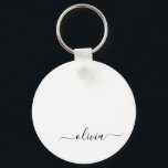 Chaveiro Nome do Monograma Girly de Script Moderno Branco N<br><div class="desc">Chaveiros com nomes de Monograma Simples de Script Preto e Branco (Cadeia-Chave). Isto faz o doce e perfeito aniversário de 16 anos,  casamento,  chá de panela,  aniversário,  chá de fraldas ou festa de solteira presente para alguém que ama luxo de luxo e estilos quíticos.</div>
