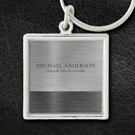 Chaveiro Nome do Monograma Metálico de Prata Bruta