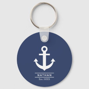 Chaveiro Nome do Monograma Personalizado de Âncora Lavada m