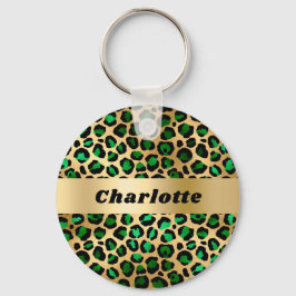 Chaveiro Nome do padrão de leopardo-leopardo-de-ouro-esmera