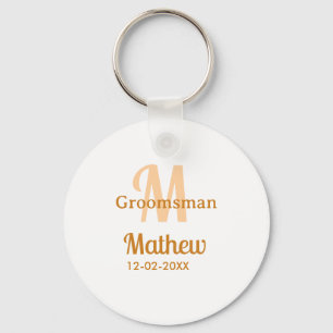 Chaveiro nome do padrinho laranja masculino letra data past