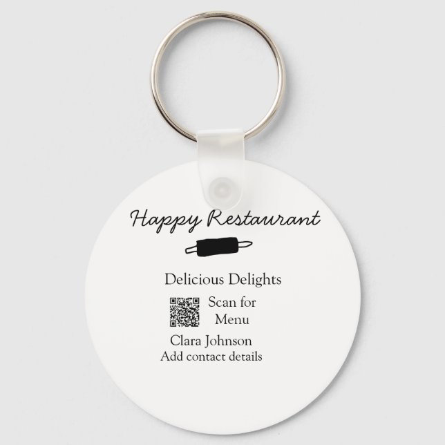 Chaveiro Nome do restaurante digitalizar menu QR adicionar  (Frente)