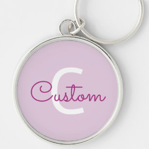 Chaveiro Nome do Script & Monograma Magenta e Roxo Claro