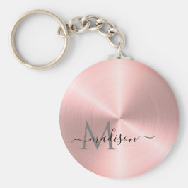 Chaveiro Nome do Script Radial Metálico rosa Dourado