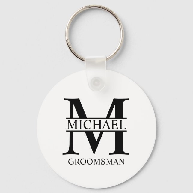Chaveiro Nome e monograma do Padrinho de casamento personal (Frente)