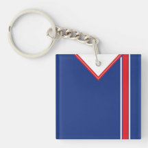 Nome e Número Futebol Jersey Keyring Azul Branco