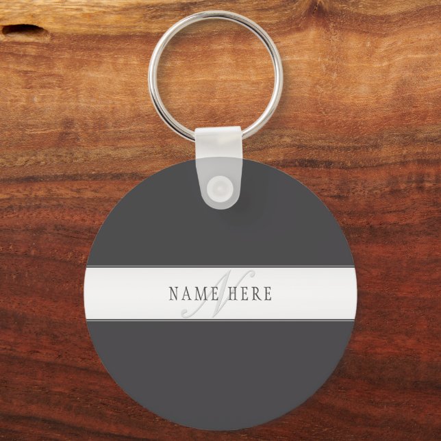 Chaveiro Nome Elegante e Monograma | Cinzas Escuras e Luzes (Frente)