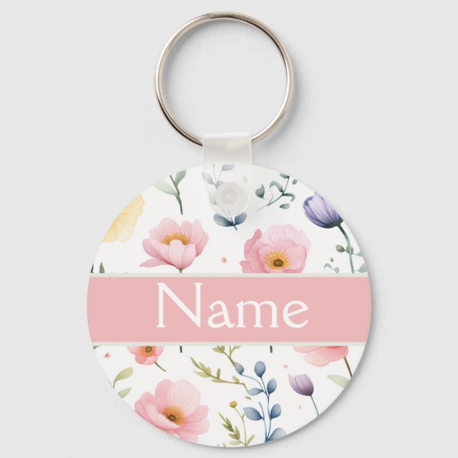 Chaveiro Nome Floral Personalizado (Frente)