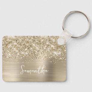 Chaveiro Nome Glam Dourado Pálido Brilhante