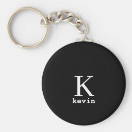 Chaveiro Nome monograma personalizado negro elegante modern