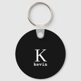 Chaveiro Nome monograma personalizado preto elegante modern