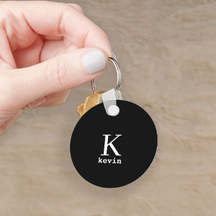 Chaveiro Nome monograma personalizado preto elegante modern