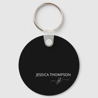 Chaveiro Nome Monograma Preto Moderno Personalizado