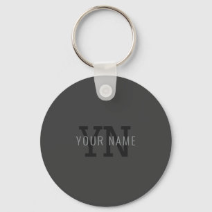 Chaveiro Nome Monogramado Moderno Cinza Escuro (ou outro te