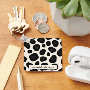 Chaveiro Nome Personalizado Abstrato de Padrão de Tipografi