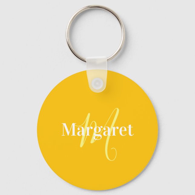 Chaveiro Nome personalizado amarelo moderno (Frente)