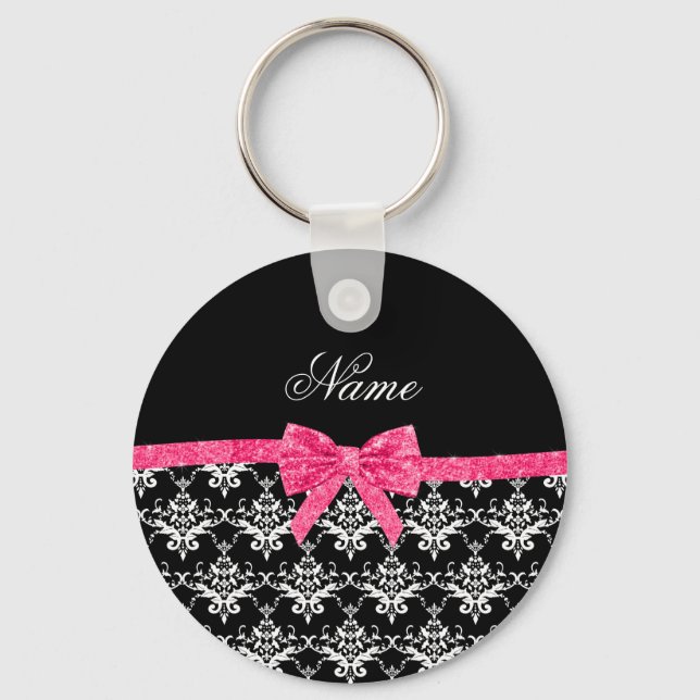 Chaveiro Nome personalizado arco brilhante preto branco dam (Frente)