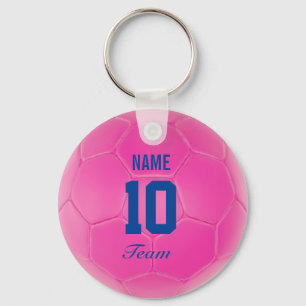 Chaveiro Nome personalizado azul cor-de-rosa da bola de