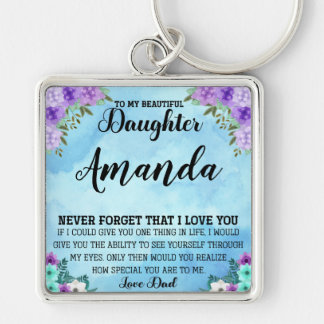 Chaveiro Nome Personalizado Azul Mensagem para Filha do Pai