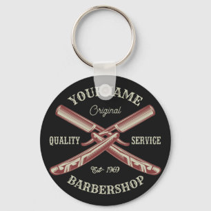 Chaveiro NOME Personalizado Barber Hetero Razor Barbershop