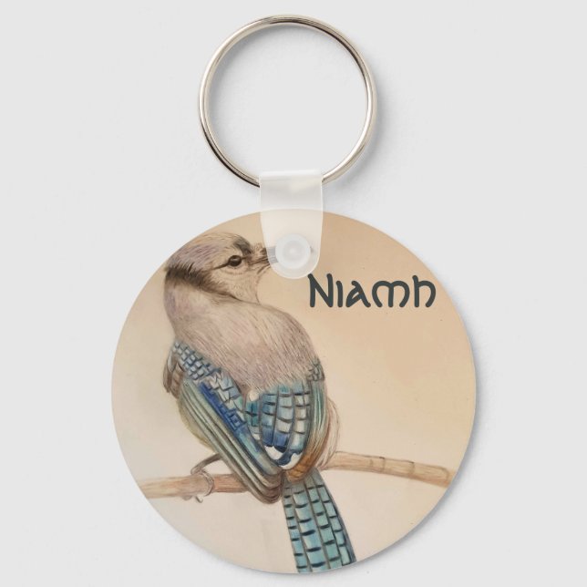Chaveiro Nome personalizado Belo toque de chave de pássaro (Frente)