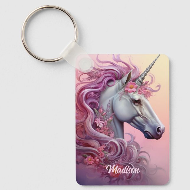 Chaveiro Nome Personalizado Belo Unicórnio (Frente)