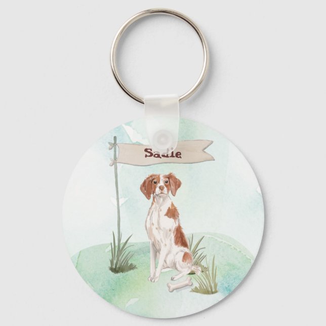 Chaveiro Nome personalizado Brittany Pet Dog (Frente)